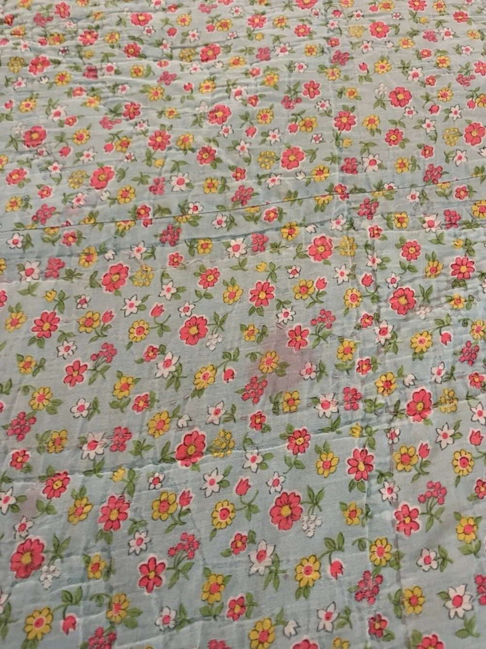 Dresden Floral Pinwheel Plates Quilt Pastel Scalloped Vtg Hand Stitched 60x80